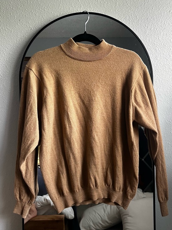 Brandini Sweaters - Brandini Mock-Neck Wool Sweater - Camel